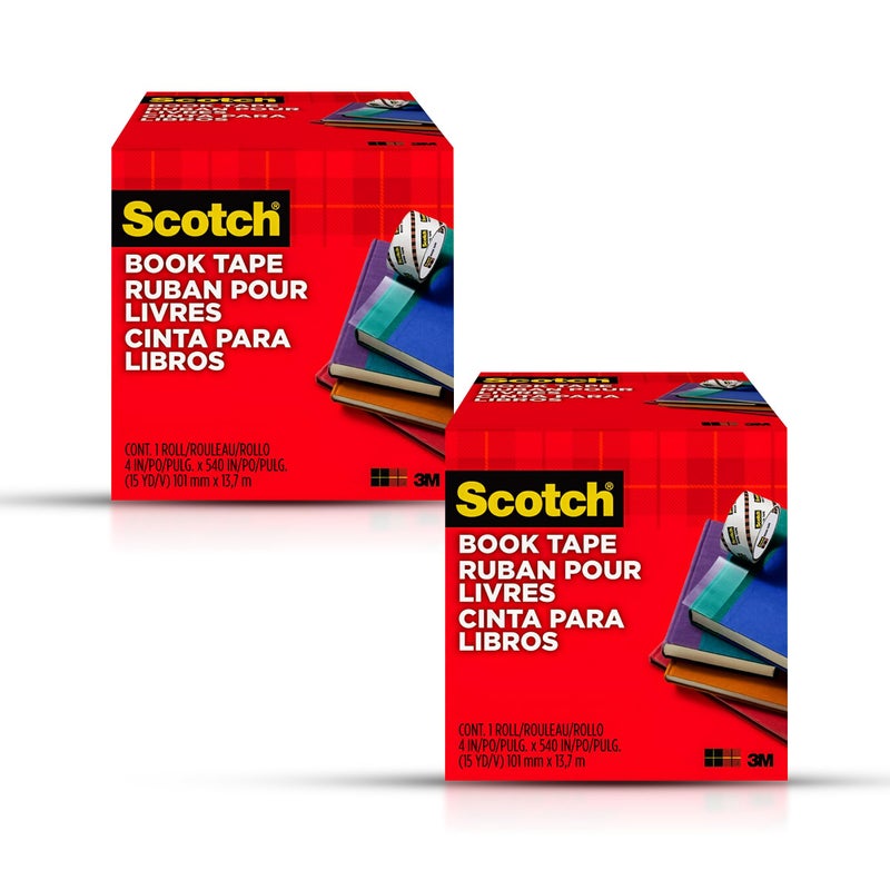 3M Scotch Book Repair Tape, Clear, 4 Inches x 15 Yards (3-Inch Core), 2 Rolls - Extra-Wide Durable Binding Tape for Book Repair, Reinforcing & Document Protection - Image 2